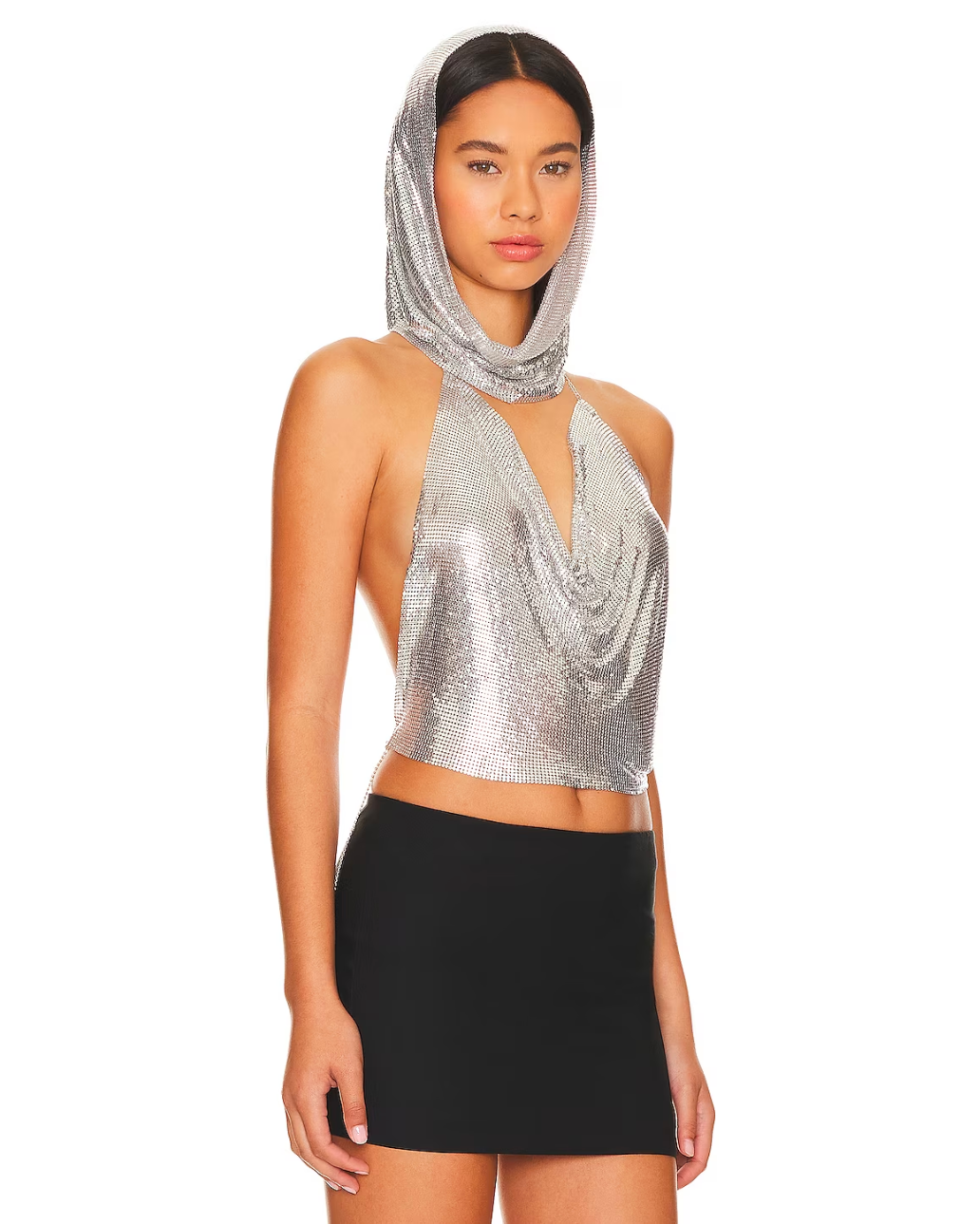 Silver Chainmail Halter Neck Top